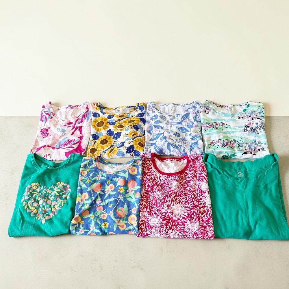 LOT/BUNDLE Kim Rogers Perfectly Soft Cotton Tee Shirt Sz L Large Colorful Cotton